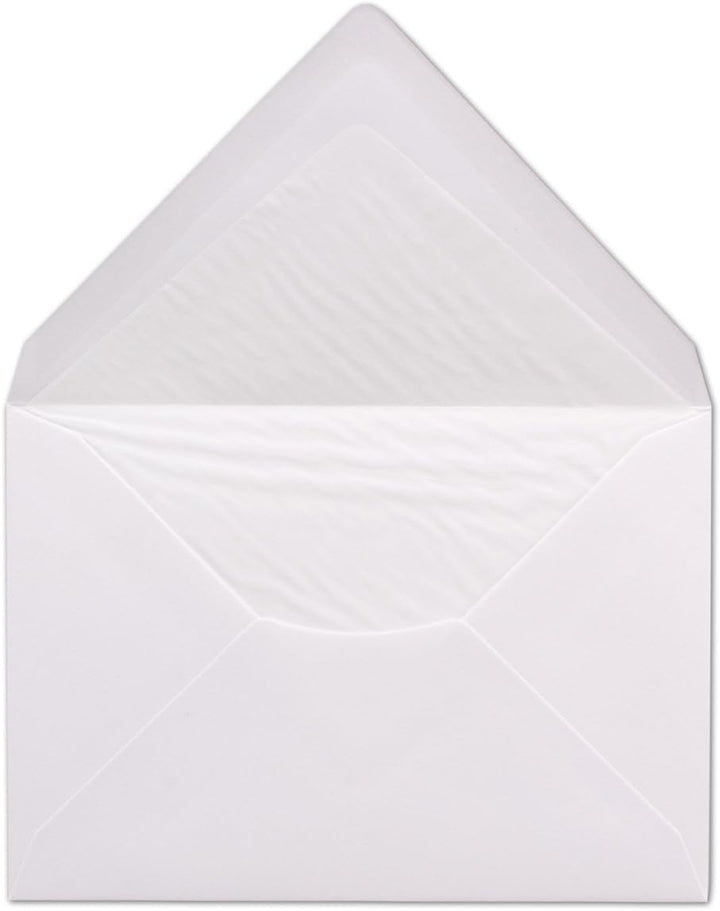 300 Briefumschläge Weiss - DIN C6 - gefüttert mit weissem Seidenpapier - 100 g/m² - 11,4 x 16,2 cm -