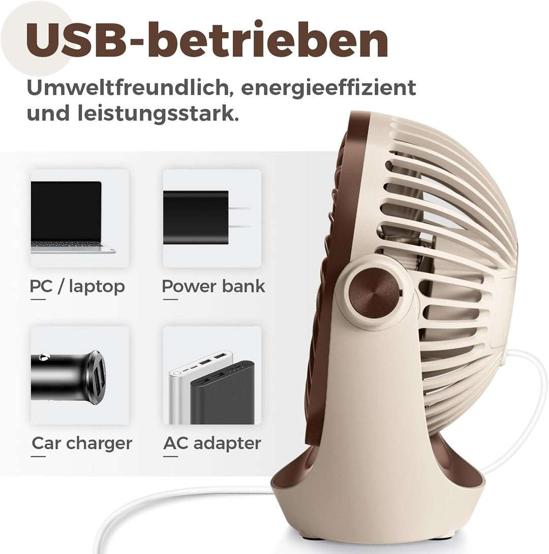 OCOOPA USB Ventilator, Ventilator klein Tischventilator mit starkem Luftstrom und Leise Betrieb 3 Ge