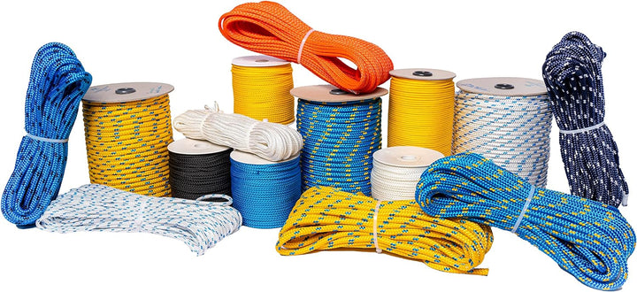 Seil 6 mm x100 m - Polyesterseil, Weiss/Blau, festmacherleine, allzweckseil, Strick, Leine, flechtle