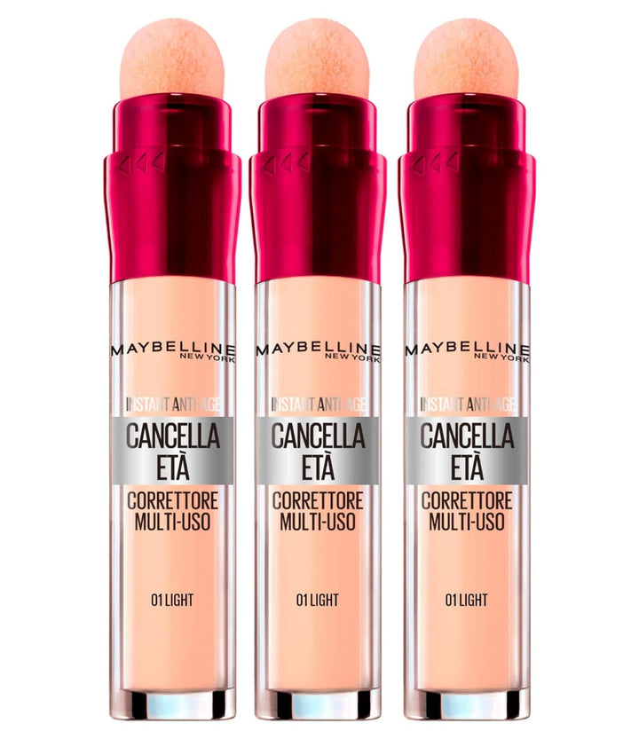 3x Maybelline New York Il Erase Age Mehrzweck-Flüssig-Concealer Farbe 01 Light – 3 Concealer, 3x Far