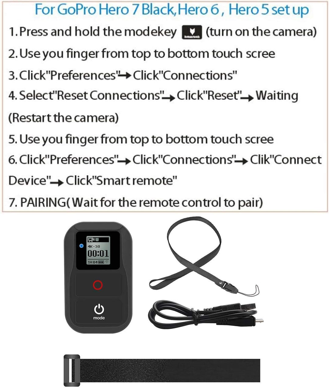 Suptig Fernbedienung WiFi Fernbedienung für GoPro Hero 8 Hero 7 Black Hero 6 Hero 5 Hero 4 Hero Sess