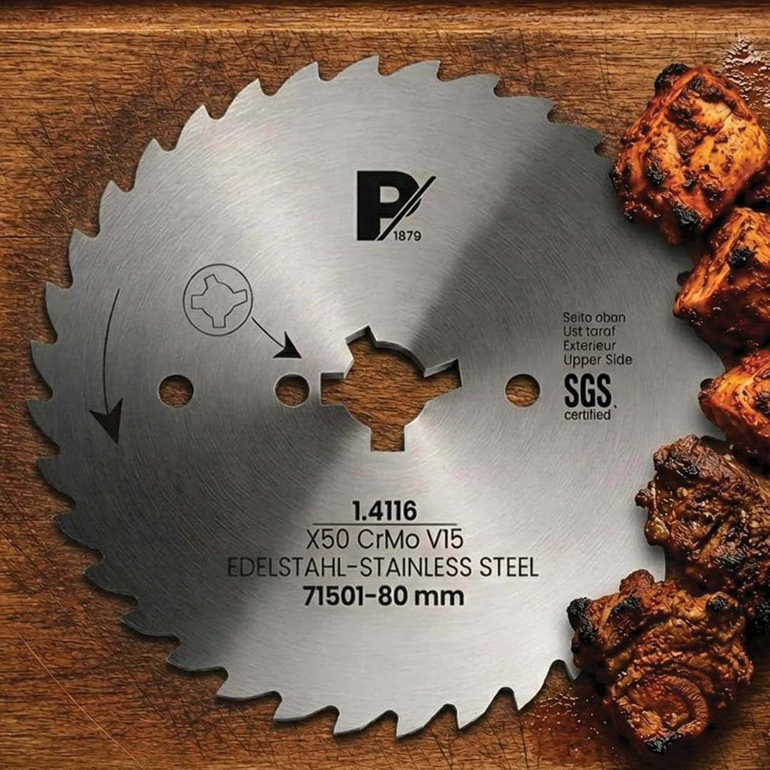 Pirge Kreismesser Universal 80 mm - Schärfstes Dönermesser aus Edelstahl in Premium Qualität (Gezähn