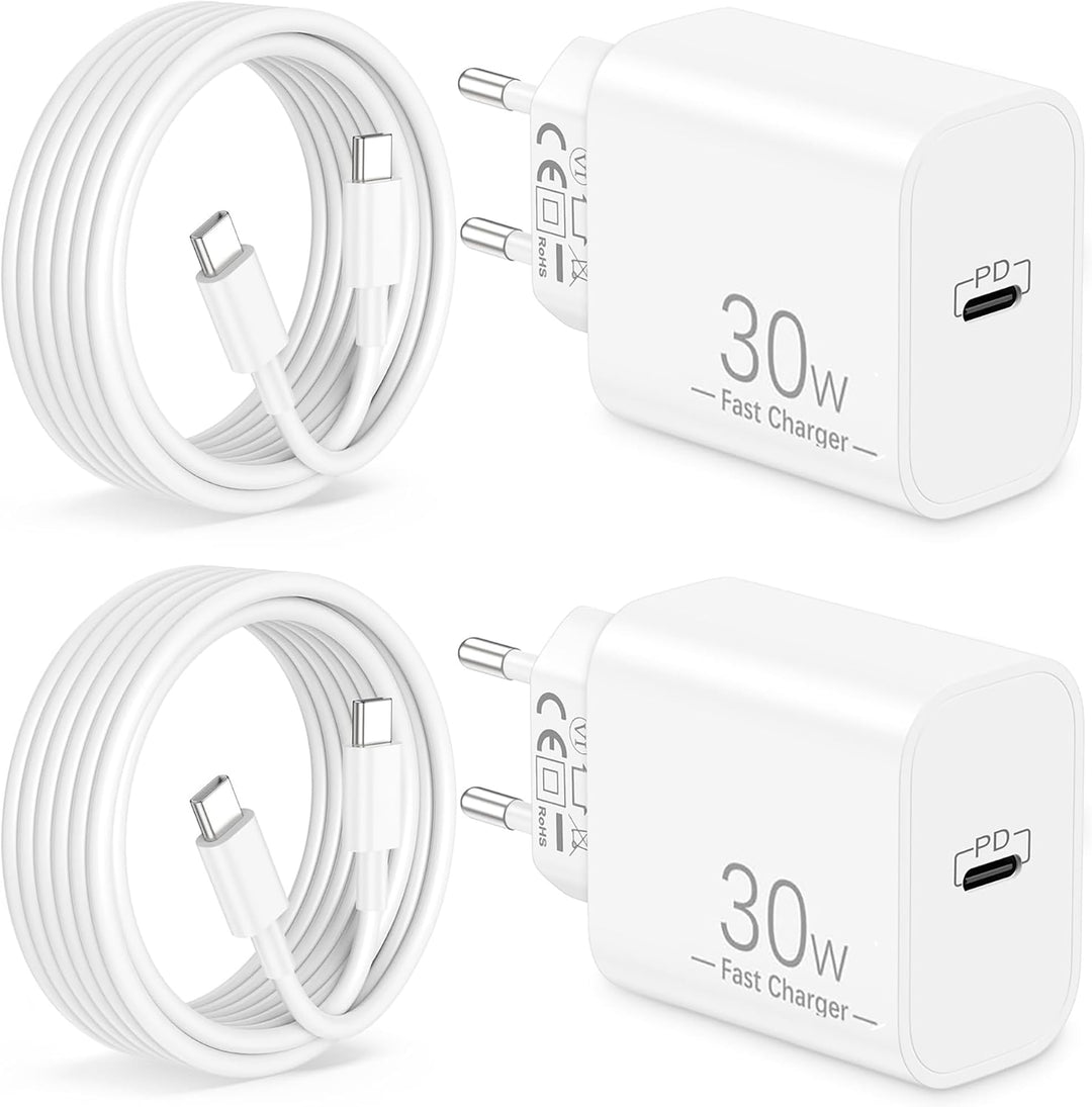 30W USB C Ladegerät mit 2M Ladekabel für iPhone 17e/17/16/16e/15 Pro Max, iPad Pro/Air, iPad 10/11/A