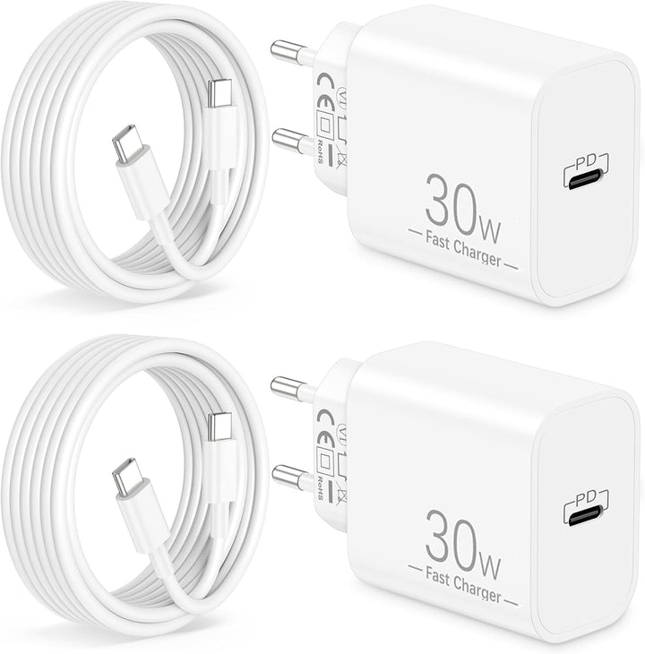 30W USB C Ladegerät mit 2M Ladekabel für iPhone 17e/17/16/16e/15 Pro Max, iPad Pro/Air, iPad 10/11/A