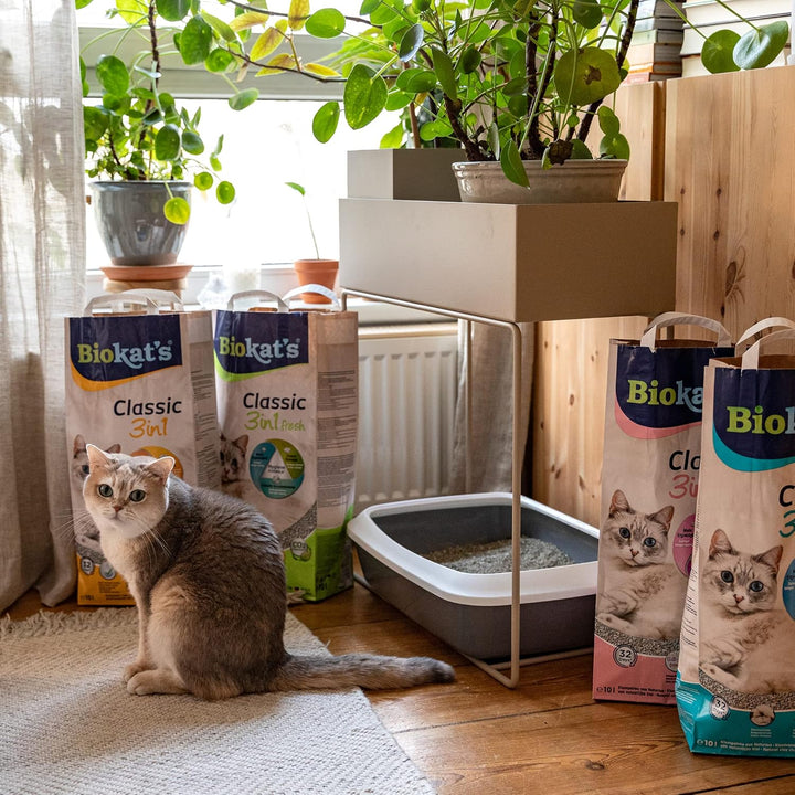 Biokat's Classic fresh 3in1 mit Frühlings-Duft - Klumpende Katzenstreu mit 3 unterschiedlichen Korng