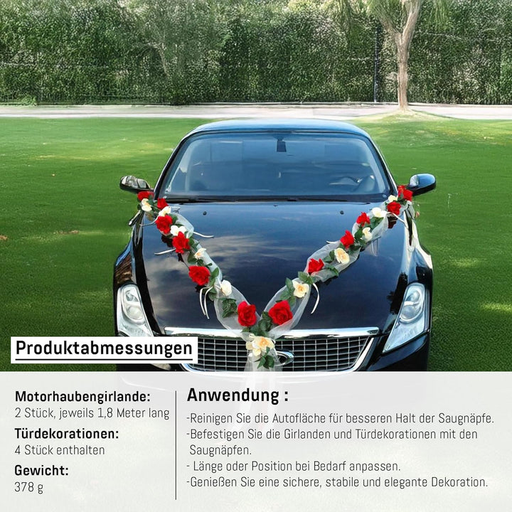 Rosen Girlande Braut Paar Rose Deko Dekoration Autoschmuck Hochzeit Car Auto Wedding ®Auto-schmuck D
