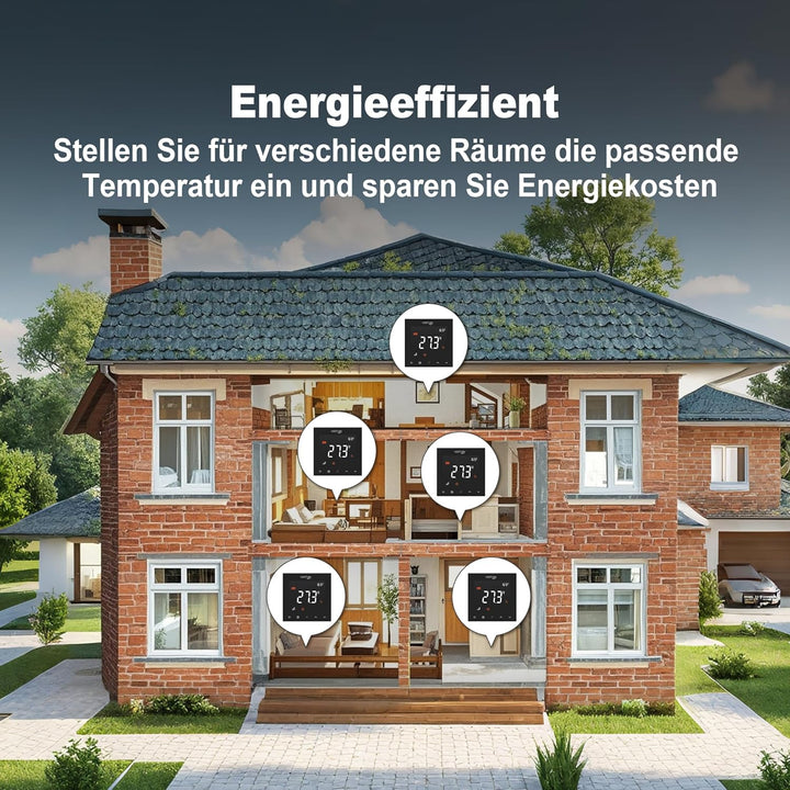 ECOBAY WLAN-Thermostat für elektrische Fussbodenheizung: Kompatibel mit Heizmatten und -kabeln, APP-