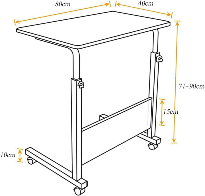SogesHome Computertisch 80 x 40 cm,Stehhöhenverstellbarer Laptoptisch, Computertisch mit Rollen für