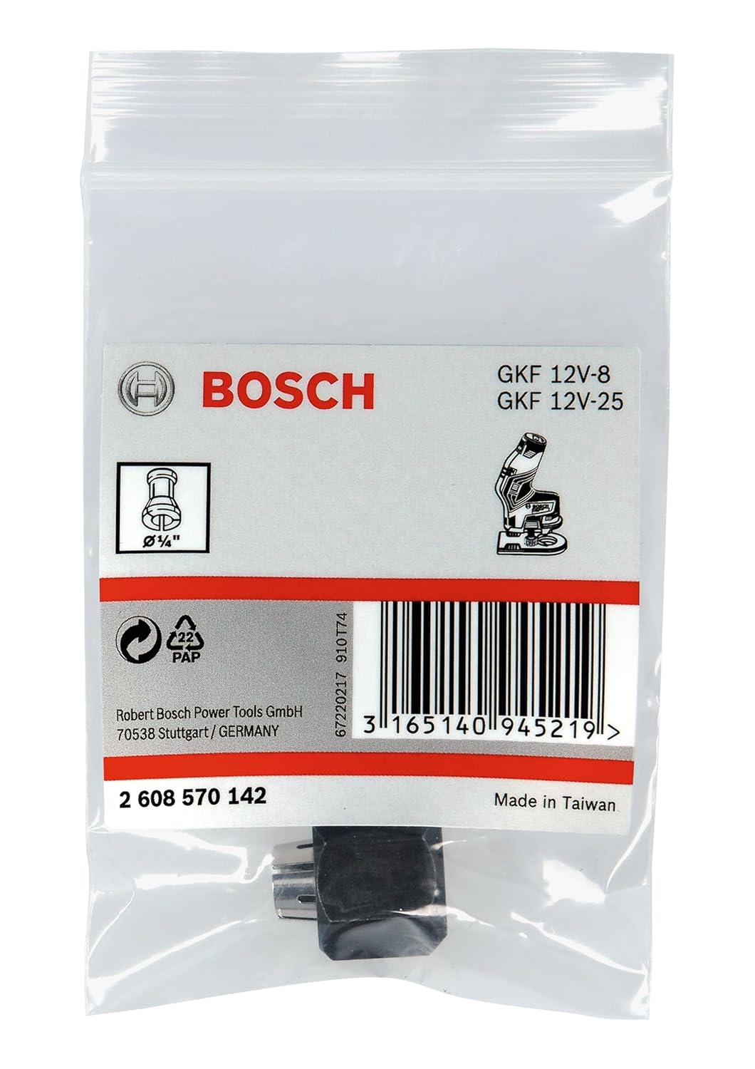 Bosch 1x Spannhülsen für reguläre Fräsen (Ø 1/4 mm, Professional Zubehör Handfräse)