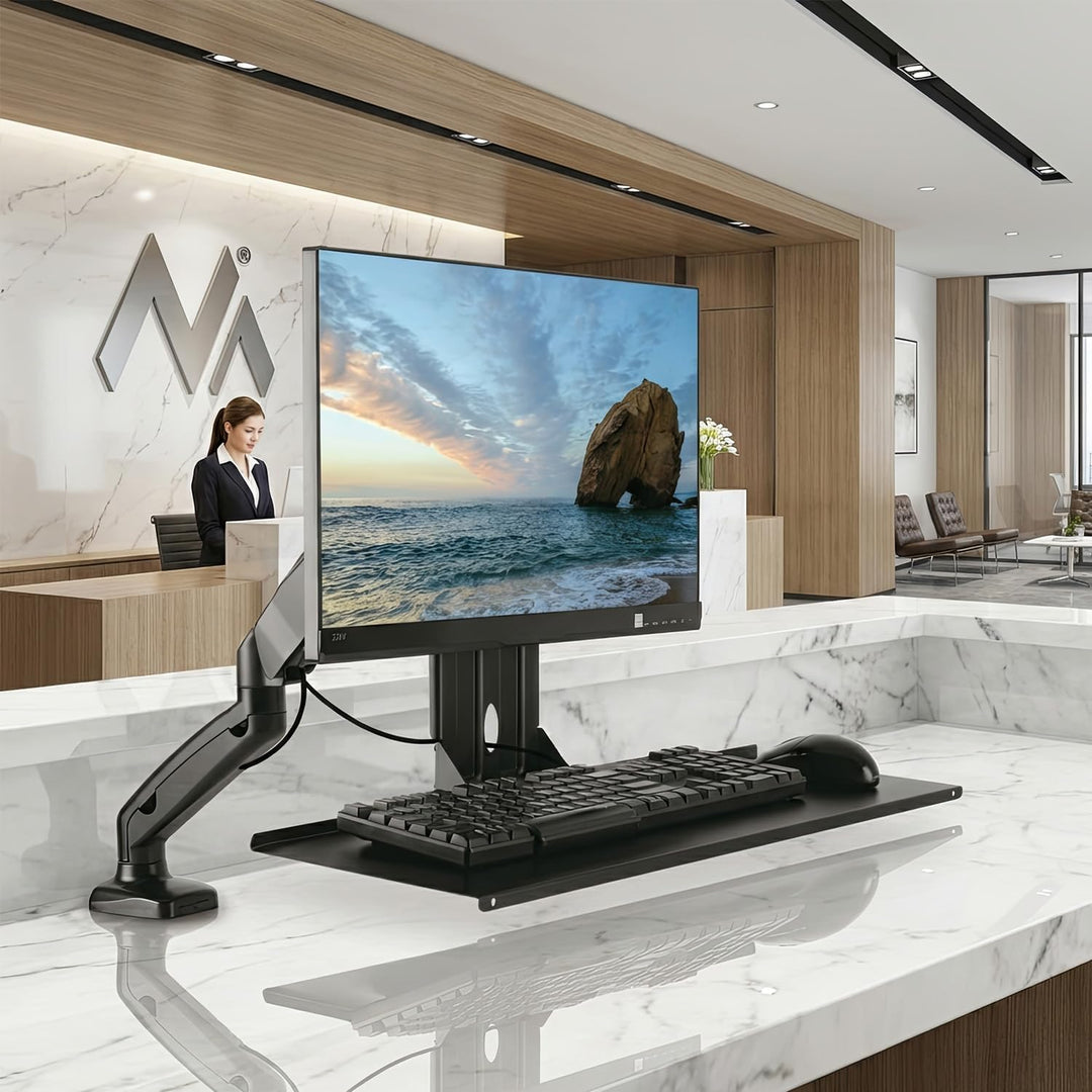 Maclean MC-756 Tastaturhalterung VESA 75x75 100x100 Tastatur und Maus Halterung Zulage für Monitorha