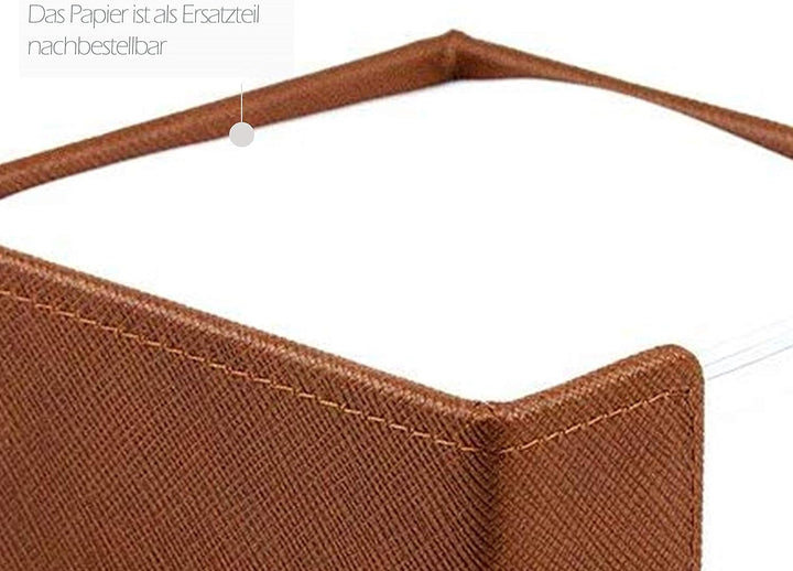 DELMON VARONE - Zettelkasten Saffiano Lederimitat braun, Zettelbox inkl. 500 Blatt Papier, Notizklot