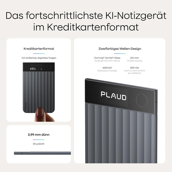 Plaud Note Pro und Magnetische Hülle im Bundle(Dunkelblau), KI Digitales Diktiergerät App-Steuerung,