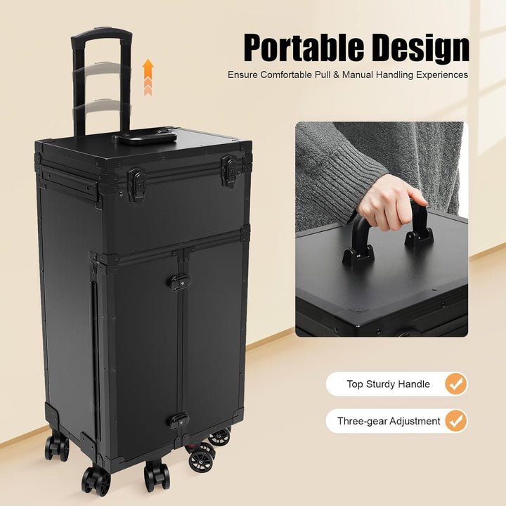 Kosmetik Trolley Kosmetikkoffer 4 Schubladen Schminkkoffer Friseurkoffer Abschliessbar Nagelkkoffer