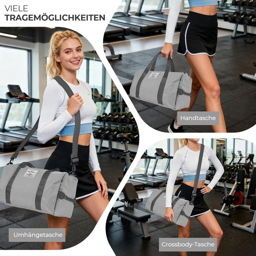 Reisetasche Damen Klein, Weekender Tasche mit Schuhfach, Handgepäck Sporttasche für Fitnessstudio, S