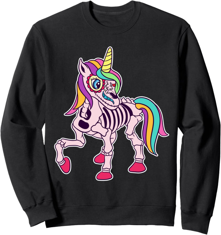 Unicorn Dia De Los Muertos Sugar Skull Skelett Einhorn Sweatshirt