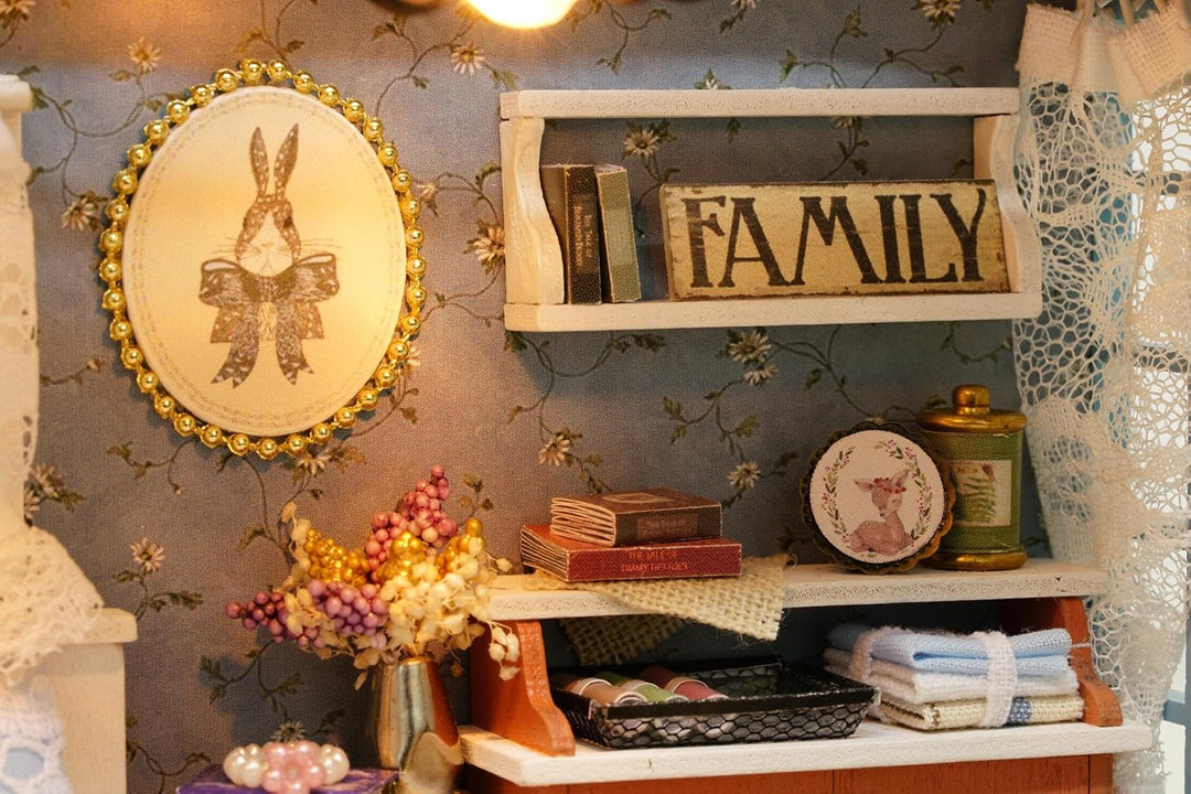 CUTEROOM DIY Puppenhaus aus Holz, Handcraft, Miniatur Kit-Salon, Modell und Möbel, Zeigen Fotos und