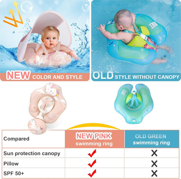 ANSTEN Schwimmring Baby mit Sonnendach Aufblasbare Baby Float Schwimmring Shwimmreifen Baby mit aufb