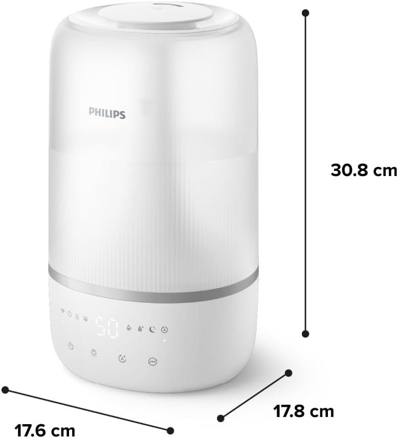 Philips Smart Humidifier - kompakt und dennoch leistungsstark mit himmelhohem Nebel, Aromatherapie,