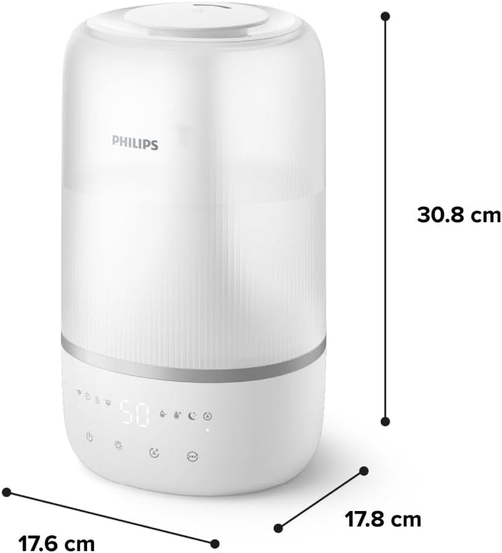 Philips Smart Humidifier - kompakt und dennoch leistungsstark mit himmelhohem Nebel, Aromatherapie,