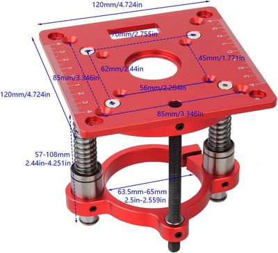 Candeon Oberfräse Lift, Router Lift Oberfräsenlift Frästisch Für Oberfräsen, Aluminiumlegierung Ober