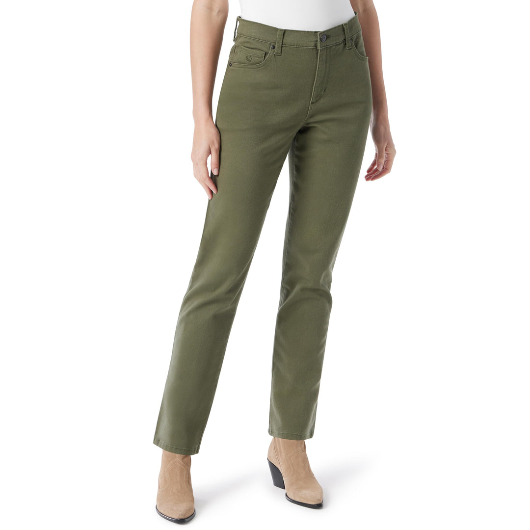 Gloria Vanderbilt Damen Amanda Classic Hr Tapered Jeans 38 Olive Viridian, 38 Olive Viridian