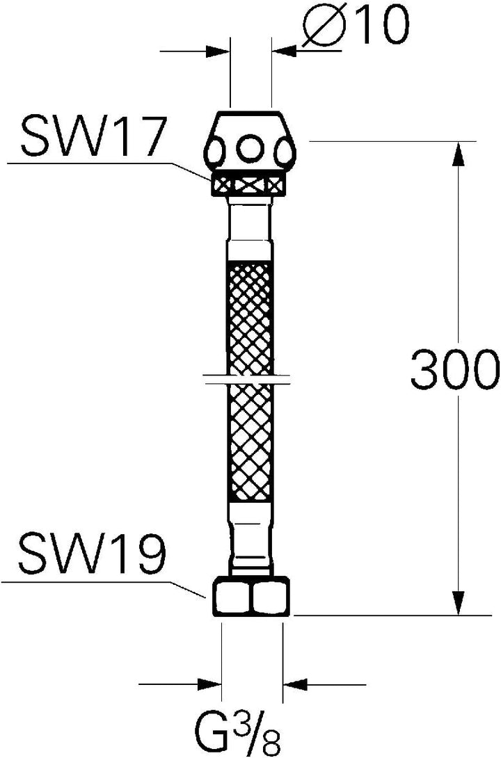 GROHE Druckschlauch (Quetschverschraubung Ø 10 mm, Verschraubung 3/8", für Kupferrohr Ø 10 mm, 300 m