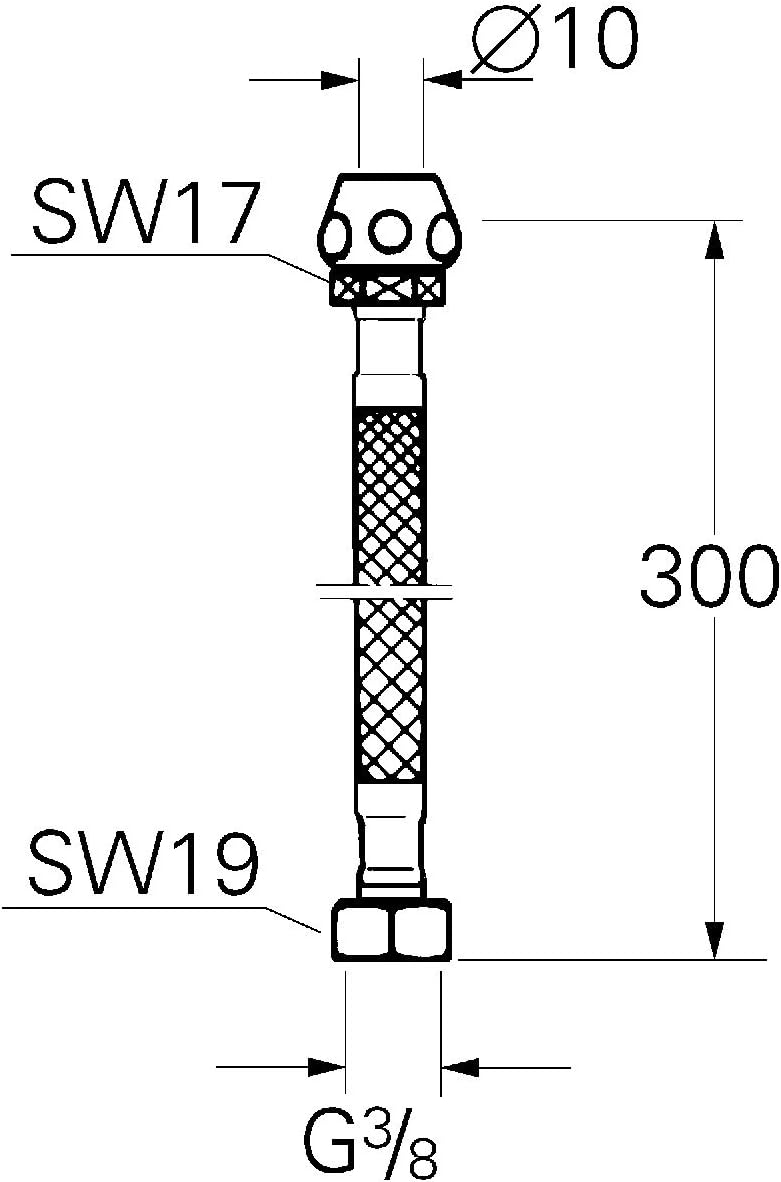 GROHE Druckschlauch (Quetschverschraubung Ø 10 mm, Verschraubung 3/8", für Kupferrohr Ø 10 mm, 300 m