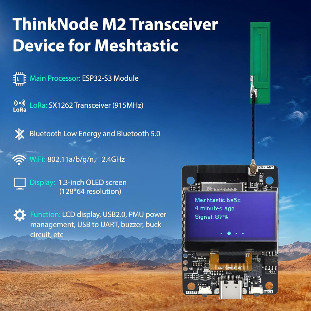 ELECROW Transceiver Kompatibel für LoRa Meshtastic mit GPS und ESP32-S3 - ThinkNode M2 mit 1,3-Zoll-