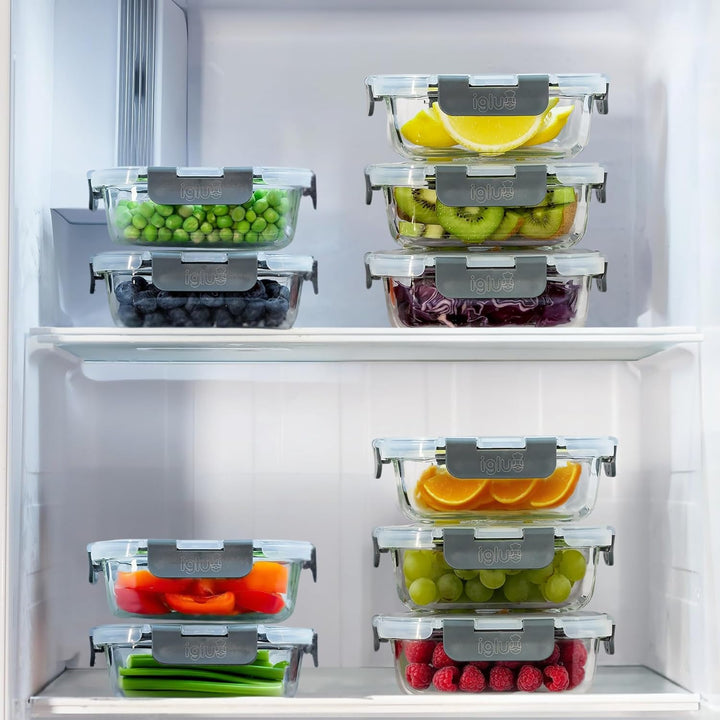Igluu Meal Prep Glas-Frischhaltedosen mit BPA-freiem Deckel (5er-Pack) – mikrowellen-, ofen-, gefrie