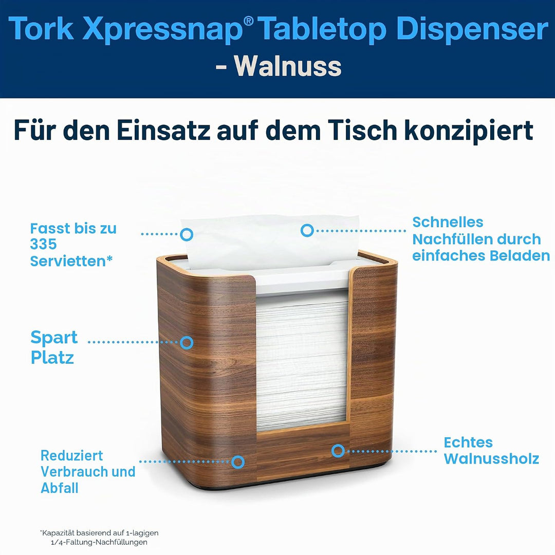 Tork 273002 Xpressnap Tischspender für N4 Spenderservietten / Serviettenspender in Walnuss-Farbe Bra