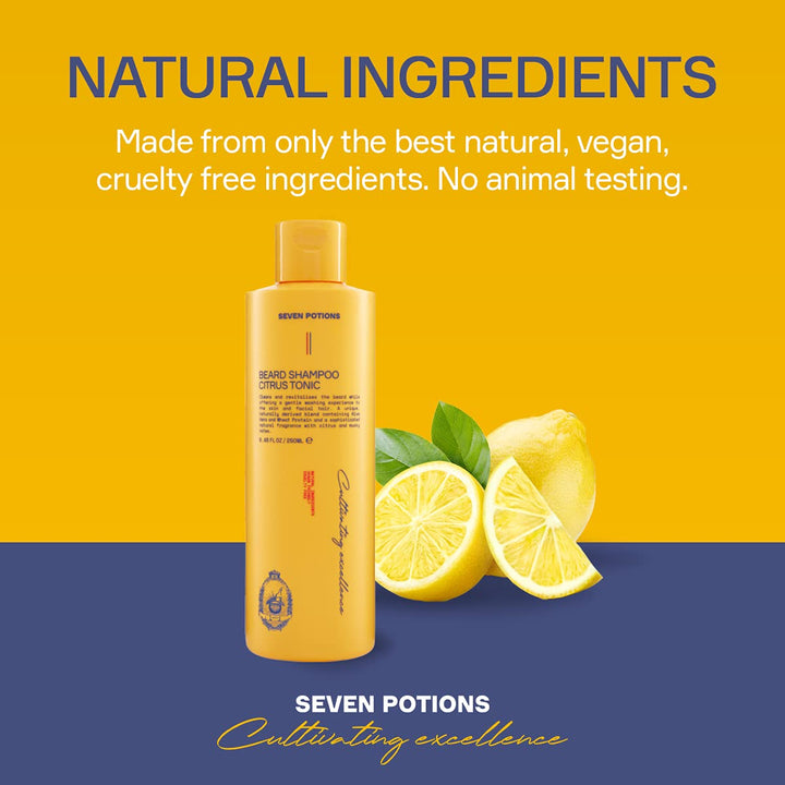 Seven Potions Bart-Shampoo für Männer - Sanfte, reinigende Bartreinigung für einen sauberen Bart ohn