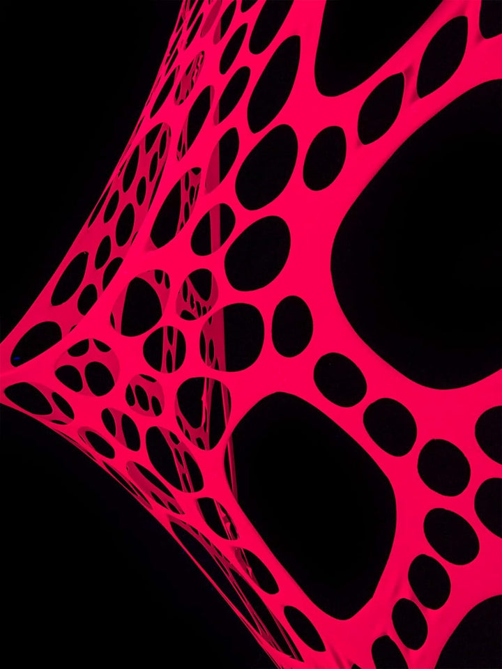 PSYWORK Schwarzlicht Segel Spandex | Neon Spiderweb | Fuchsia | 3 x 3m | UV-aktiv | Leuchtend | Wand