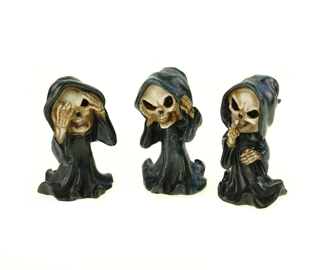 VOGLER Joh. Vogler GmbH 3er Set weise lustige Grim Reaper 9 cm Gothic Figur Totenschädel Totenkopf