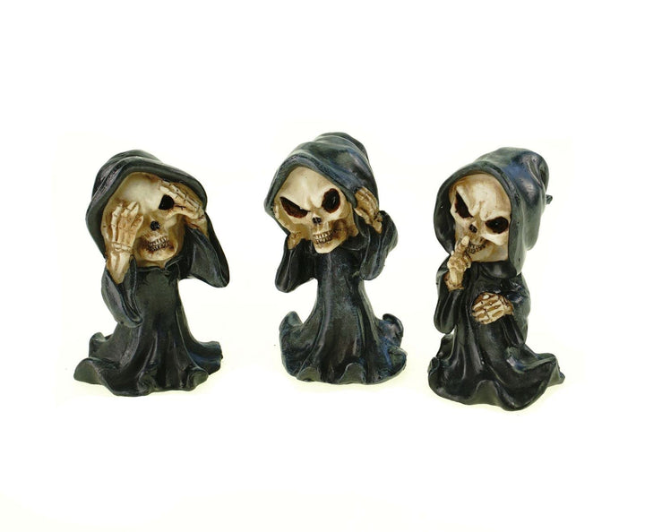 VOGLER Joh. Vogler GmbH 3er Set weise lustige Grim Reaper 9 cm Gothic Figur Totenschädel Totenkopf
