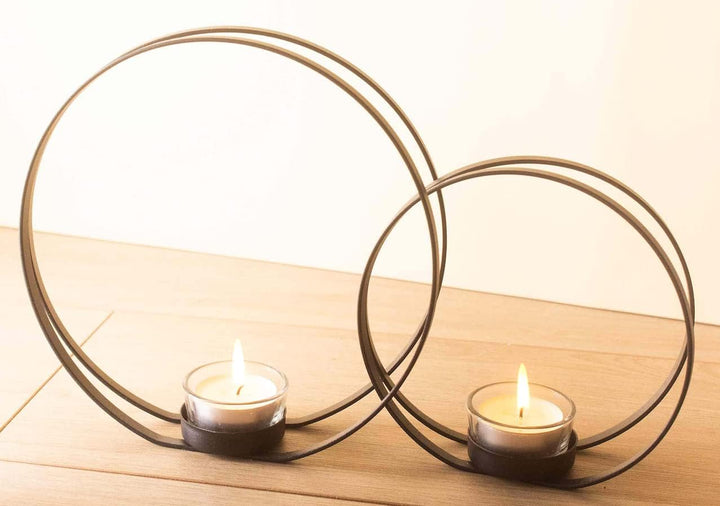 CeleBig® Kerzenständer 2er Set | Teelichthalter Schwarz | Kerzenständer Schwarz | Kerzenhalter mit W