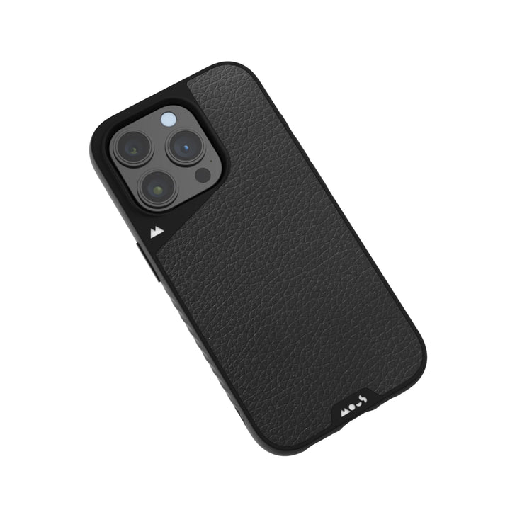 Mous Hülle für iPhone 15 Pro Max MagSafe Kompatibel Case - Limitless 5.0 - Schwarzes Leder - Handyhü