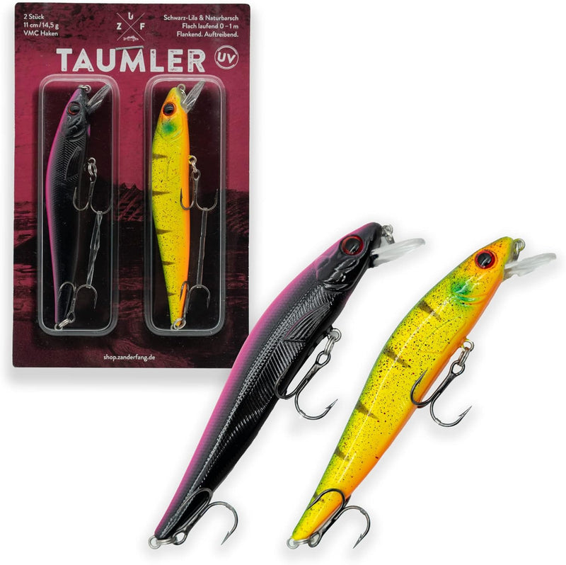Zanderfang Zander Wobbler Set – Kunstköder TAUMLER flachlaufend – Angelköder 11cm in 14,5g – Zanderw