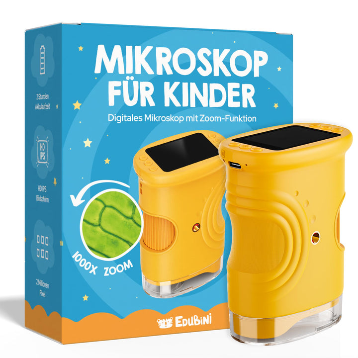 Edubini Digitales Mikroskop für Kinder [1000-fache Vergrösserung] - Tragbares Taschenmikroskop für G