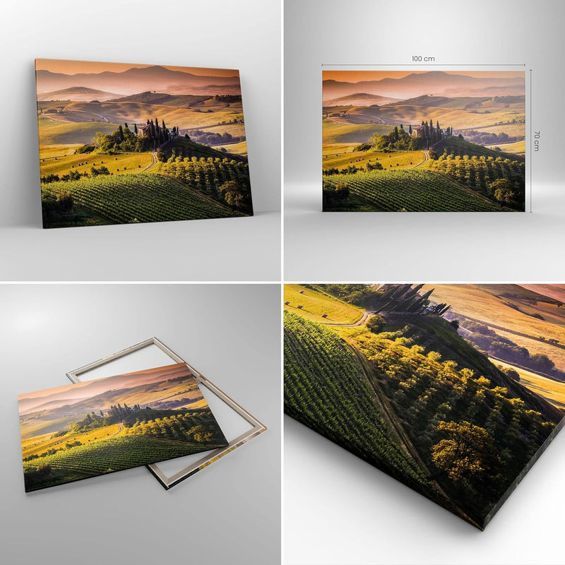 Bilder auf Leinwand 100x70cm Leinwandbild Landwirtschaft Bauernhof Toskana Weinberg Gross Wanddeko B