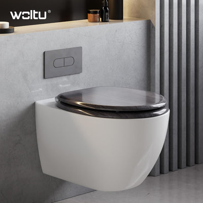 WOLTU #2 Premium WC-Sitz Toilettensitz mit Absenkautomatik, MDF Holzkern, Softclose Scharnier, Antib