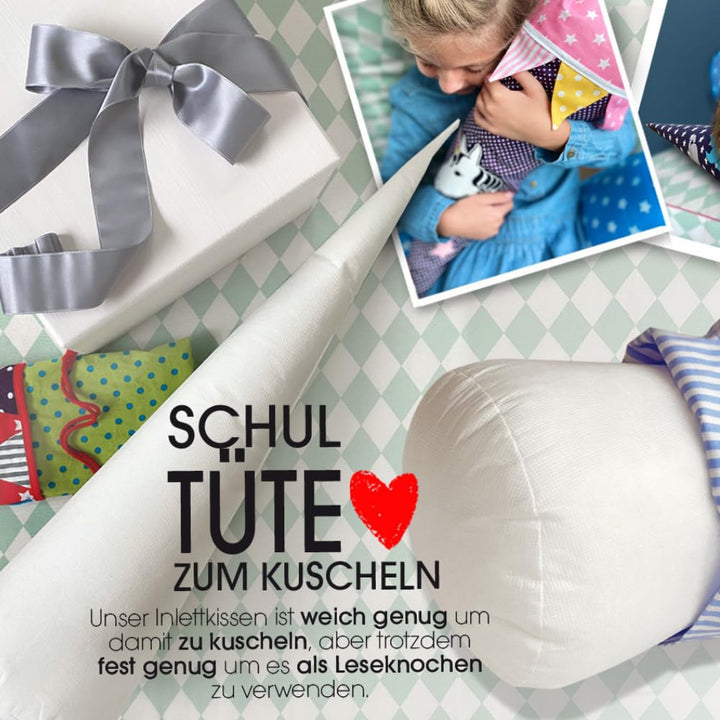 BLANKO Nähset + Anleitung für Schultüten- bzw. Zuckertütenbezug, 70 cm, NUR Stoffe &amp; Bänder nach Wun