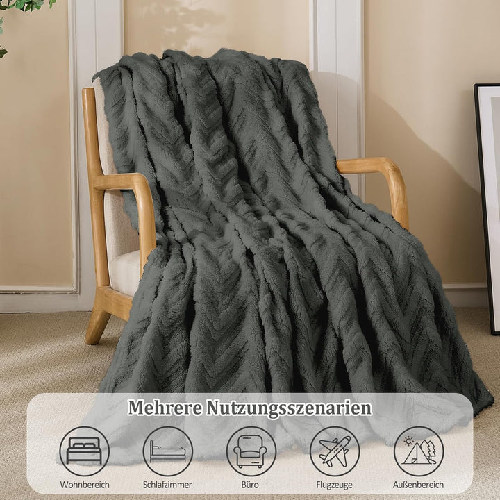 WONGS BEDDING Kuscheldecke Flauschig Decke 150x200 cm XL als Sofadecke Couchdecke Warme Decken, Sofa