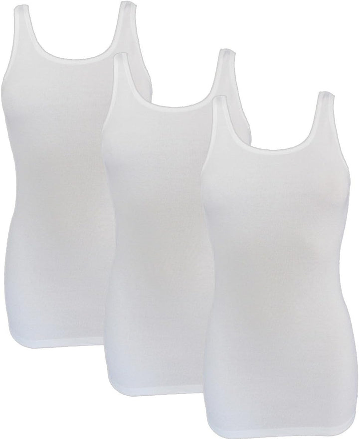 HERMKO 1317 3er Pack Damen Unterhemd extralang; längeres Achselhemd (+10cm) aus 100% Bio-Baumwolle X