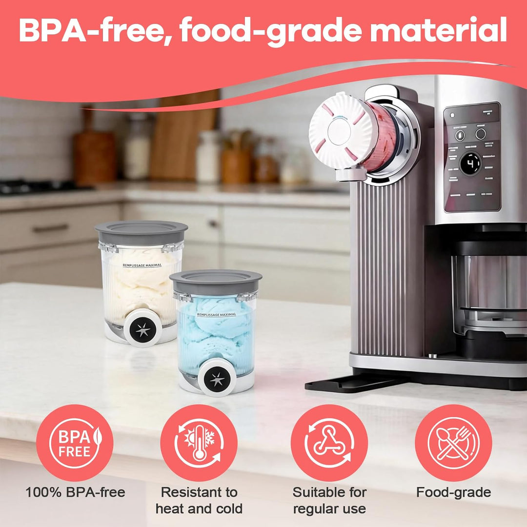 Creami Behälter für Ninja Swirl NC700 NC701, 480ml Eiscremebehälter mit Farbigen Deckeln für Ninja S
