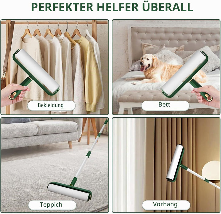 Grosse Fusselroller für Tierhaare, extra stark klebend, 400 Blatt Roller-Nachfüllpackungen mit lange