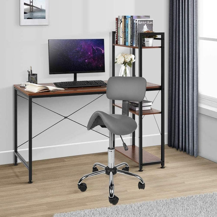 Mingone Sattelhocker mit Rückenlehne Drehhocker Arbeitsstuhl Ergonomisch Bürohocker mit Rollen Satte