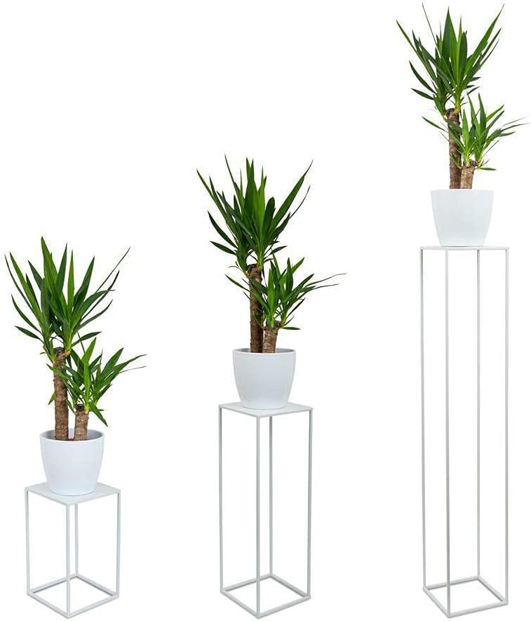 HowHomely Blumenständer Metall Weiss 40 cm Hoch - Solider und Robuster Blumenhocker Metall - Pflanze