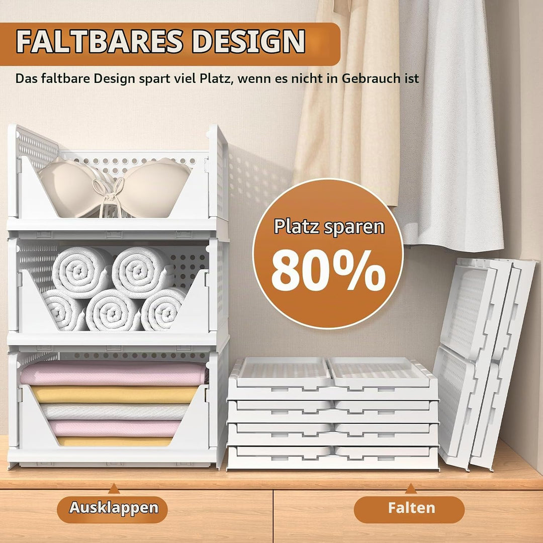 4 Set Faltbaren Kleiderschrank Organizer, Schubladenbox Stapelbaren Aufbewahrungsboxen Plastik Organ