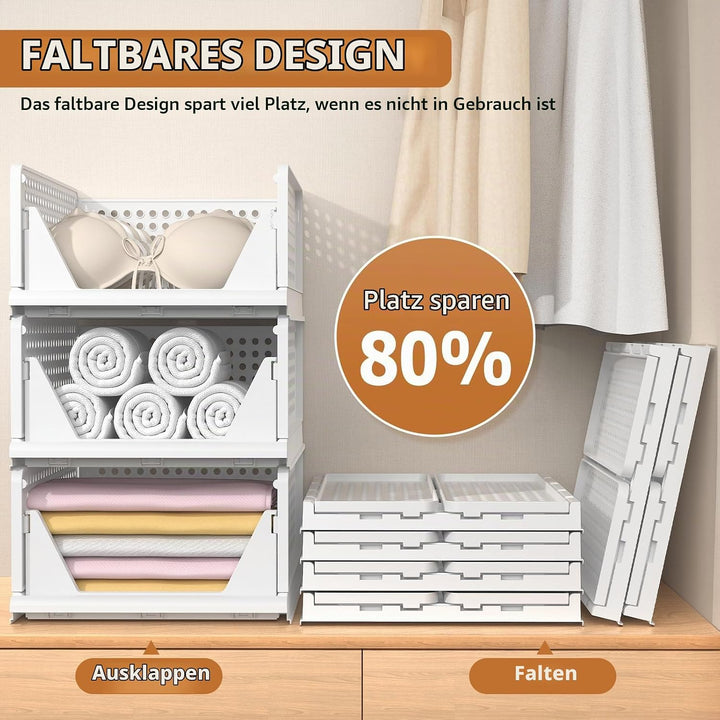 4 Set Faltbaren Kleiderschrank Organizer, Schubladenbox Stapelbaren Aufbewahrungsboxen Plastik Organ