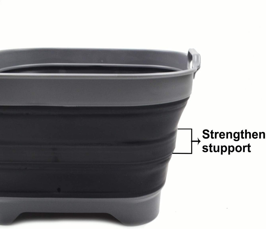 SAMMART 10 L Faltbare Spülwanne mit Ablaufstöpsel - Klappbar, Grau/Schwarz Garu/Schwarz 1, Garu/Schw